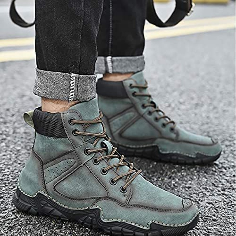 Men * | Overterd Men'S Ankle Boots Casual High-Top Shoes Hiking Shoes Walking Shoes Short Boots Lace Up Men'S Shoes Navy