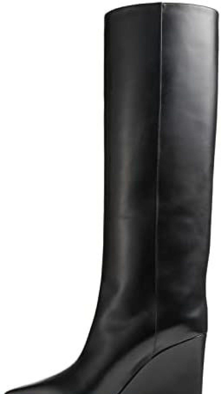 Women * | Vaslemuse Wedge Knee High Boots For Women Booties Winter Boots For Women 2022 Girls High Heel And Point Toe Black Patent Leather