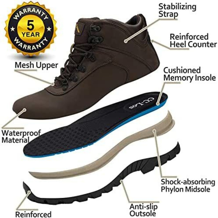 Men * | Cc-Los Men'S Waterproof Hiking Boots Work Boots Lightweight & All Day Comfort Size 7.5-14 Black