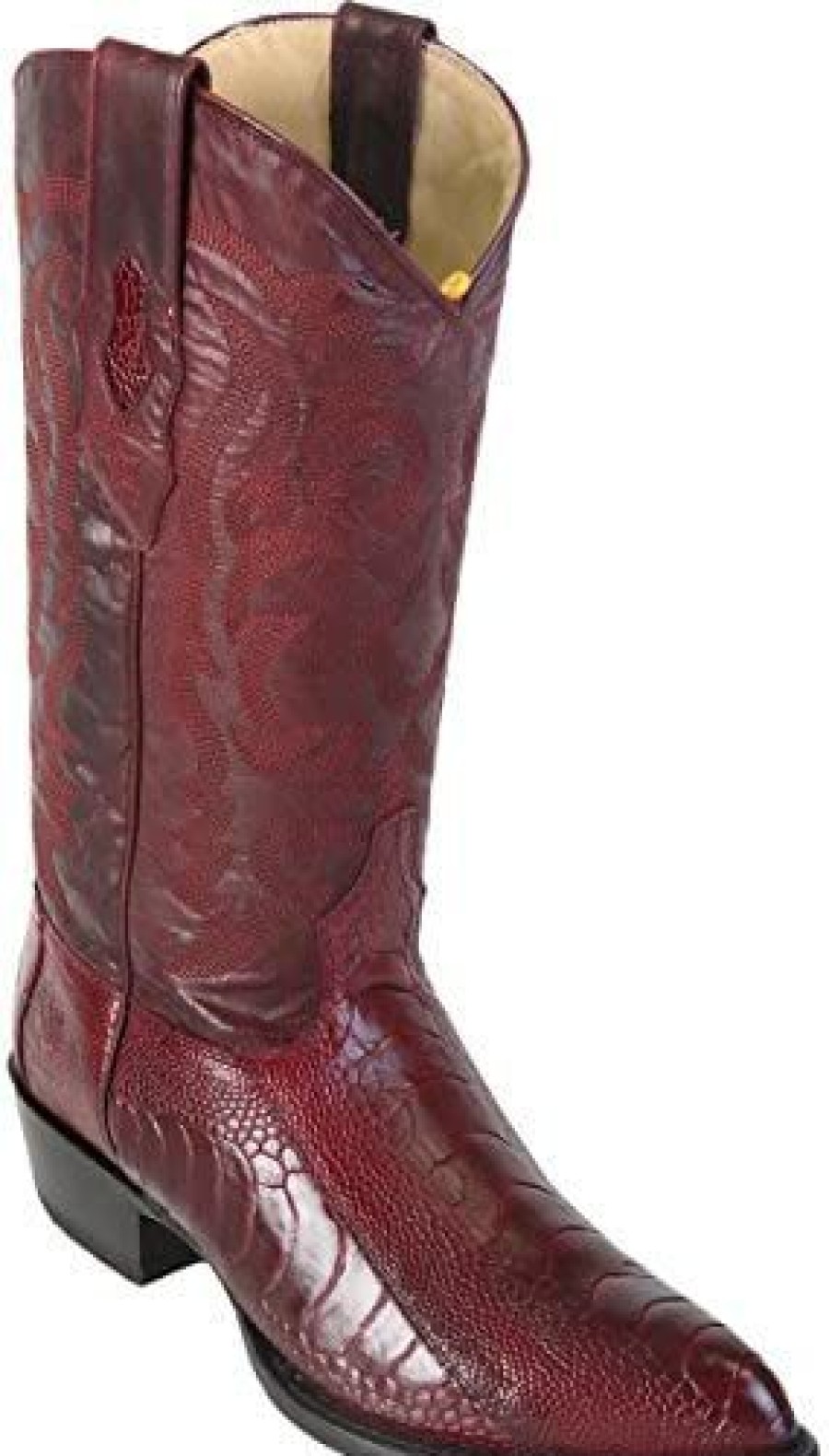 Men * | Original Burgundy Ostrich Leg Leatherj-Toe Boot