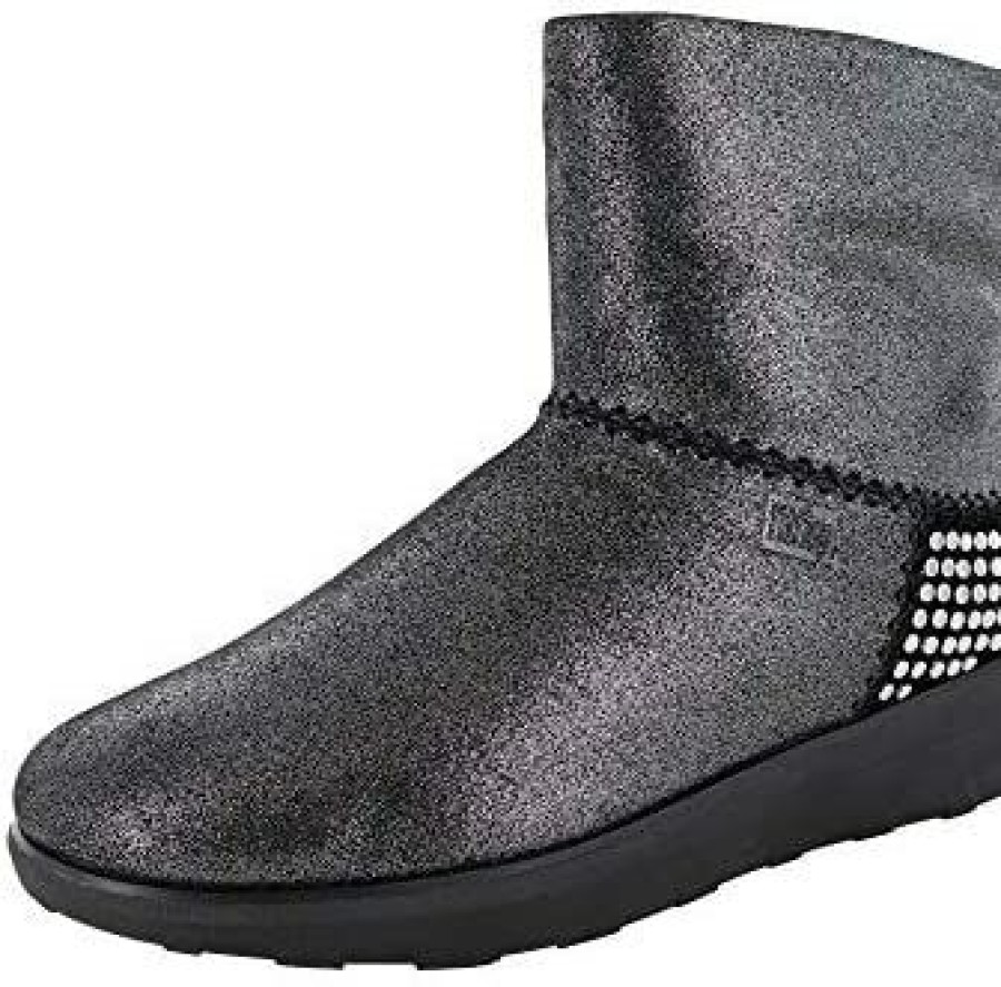 Women * | Fitflop Womens Mukluk Shorty Ii Shimmer Stud Boot Shoes Black