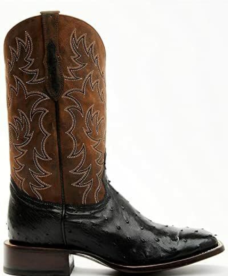 Men * | Cody James Men'S Saddle Full-Quill Ostrich Exotic Western Boot Broad Square Toe Bbme-123 Black