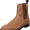 Men * | Hugo Mens Kyron Cheb Suede Chelsea Boots With Rubber Outsole And Logo Detail Size Medium Brown218