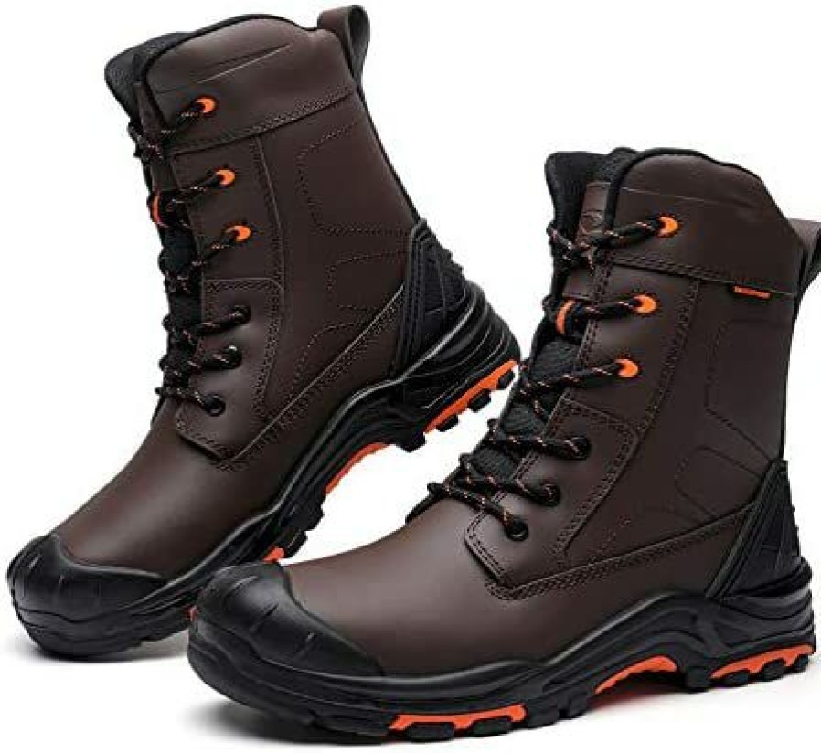 Men * | Drka 8" Safety Toe Boots For Men,Men'S Waterproof Steel Toe Work Boots Black980