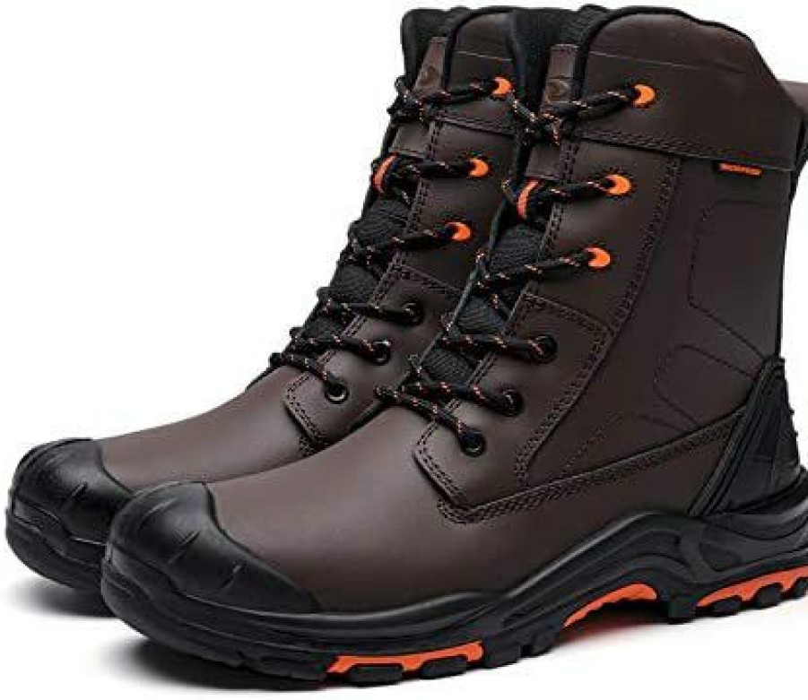 Men * | Drka 8" Safety Toe Boots For Men,Men'S Waterproof Steel Toe Work Boots Black980