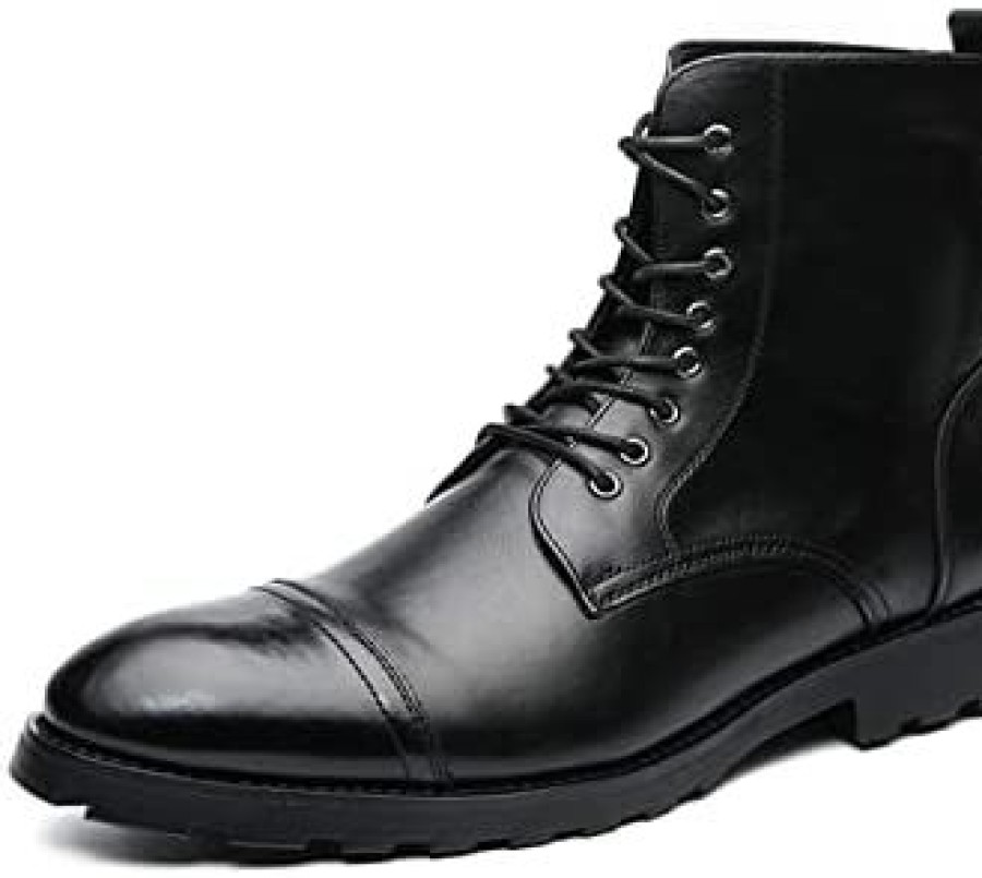 Men * | Gifyy Hiking Boots Men'S Leather Boots, High Heels, Ankle Boots, Cowboy Boots (Color : Black, Size : 8) Auburn