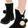 Girl * | Ikevan 3.5-13T Thicken Velvet Snow Boots For Kids Baby Girls Princess Shoes Fashion Bowkont Cotton Boots Snow Boots Black