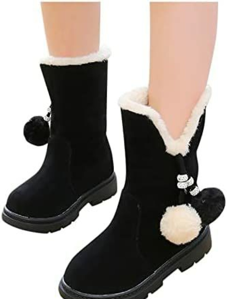 Girl * | Ikevan 3.5-13T Thicken Velvet Snow Boots For Kids Baby Girls Princess Shoes Fashion Bowkont Cotton Boots Snow Boots Black