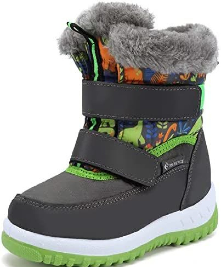 Girl * | Winter Snow Boots For Boy And Girl Outdoor With Fur Lined(Toddler/Little Kids) 21.Dinosaur Grey