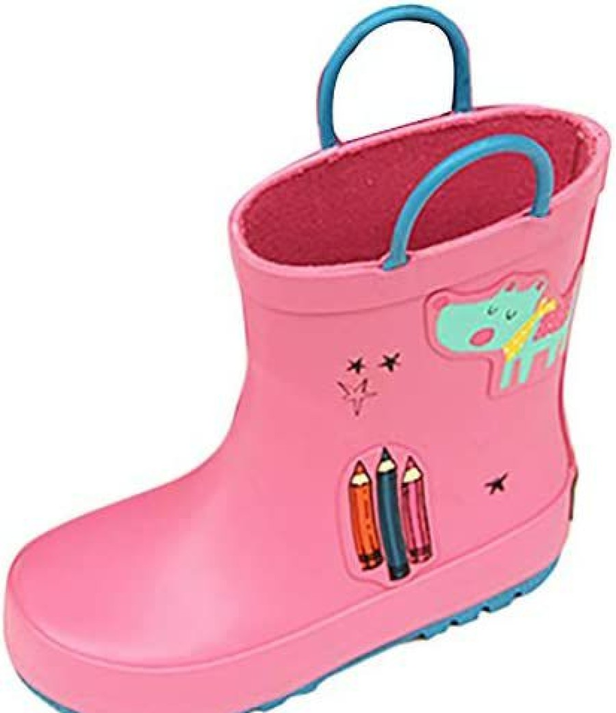 Girl * | Catata Boys Girls Kids Unisex Rain Boots Soft Cute Ankle Booties Pink