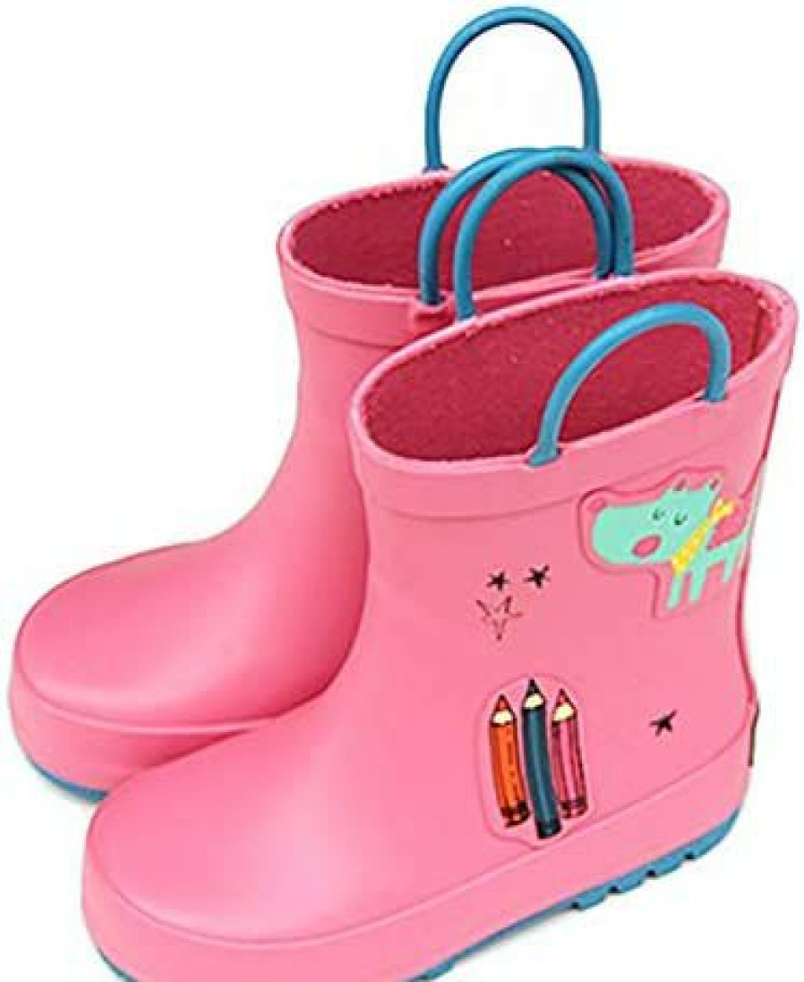 Girl * | Catata Boys Girls Kids Unisex Rain Boots Soft Cute Ankle Booties Pink