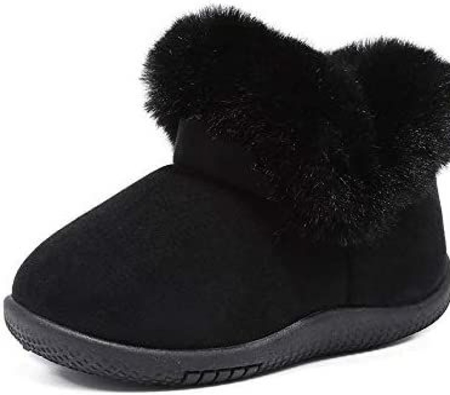 Girl * | Dayiss Baby Girl'S Warm Winter Fur Snow Boots Toddler Soft Sole Anti-Slip Infant Prewalker Shoes Winter Sneaker For Boys And Girls Black