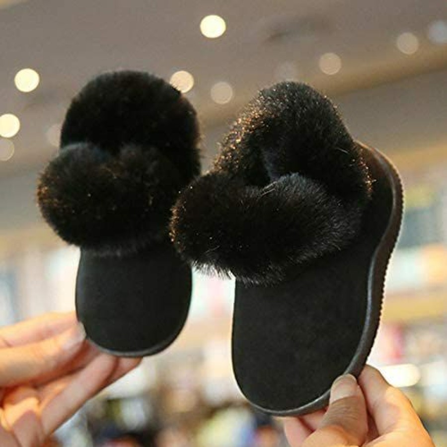 Girl * | Dayiss Baby Girl'S Warm Winter Fur Snow Boots Toddler Soft Sole Anti-Slip Infant Prewalker Shoes Winter Sneaker For Boys And Girls Black