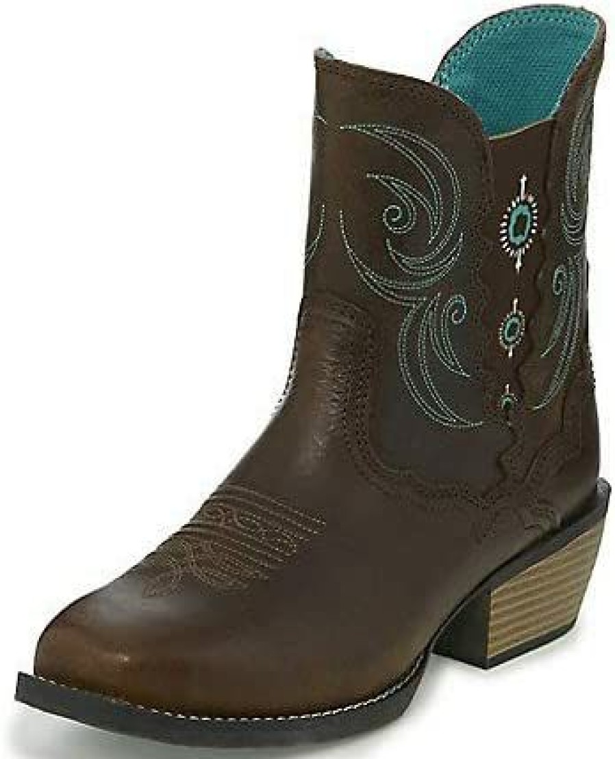 Women * | Justin Boots Womens Chellie Ankle Boots Ankle Low Heel 1-2 Brown