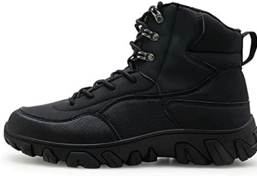 Men * | Men'S Military Tactical Boots Mid Ankle Outdoor Hiking Shoes A03 Black