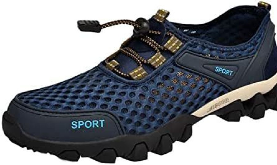 Men * | Men Summer Mesh Breathable Hiking Shoes Comfortable Walking Shoes Outdoor Travel Shoes Sneaker Shoes Men Blue