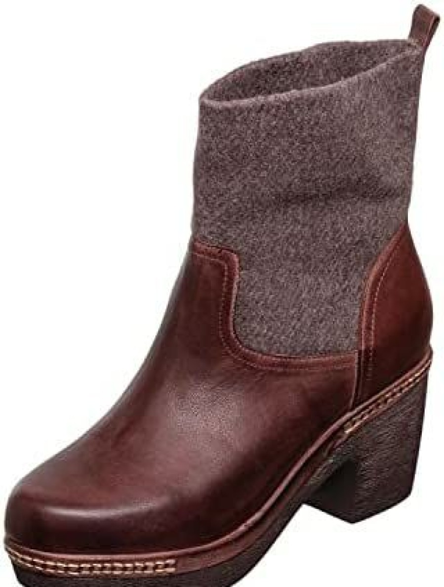 Women * | Antelope Women'S Leather Wedge Boots 3 Inch Height Sato Chocolate