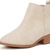 Girl * | Laicigo Girls Ankle Boots Pointed Toe Side Zipper Low Stacked Heel Short Booties Toddler Kids Shoes Light Beige