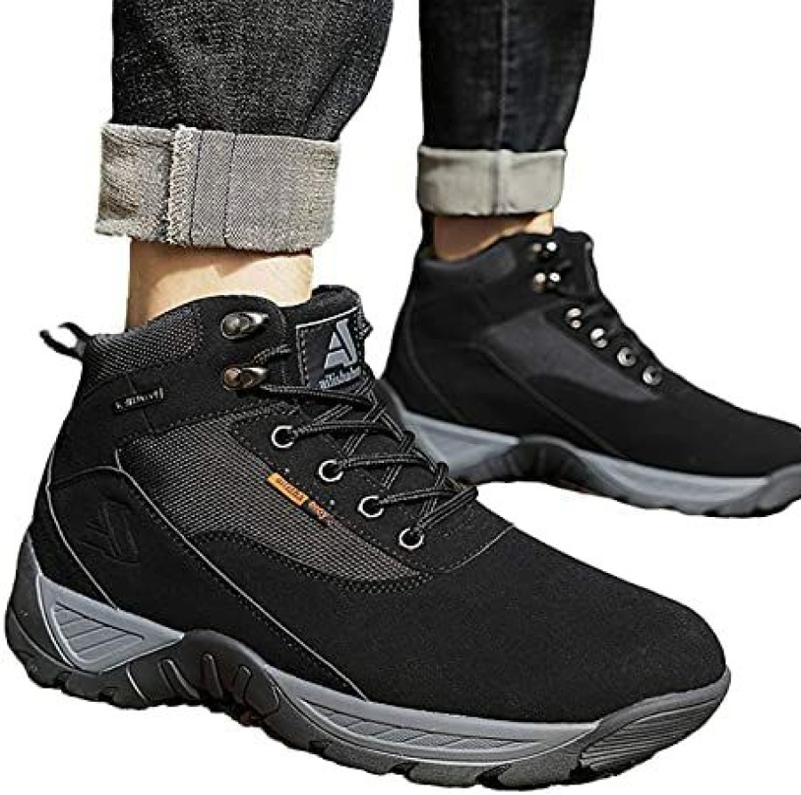 Men * | Nc Men'S Leather Martin Boots Retro Lace-Up Tooling Shoes Short Boots Casual Hiking Shoes Black