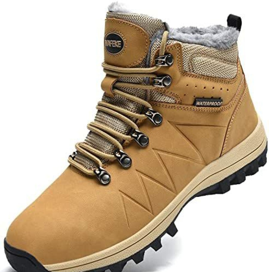 Women * | Ttecon Winter Snow Boots For Womens Mens Hiking Boots, Waterproof Non-Slip Outdoor Fur Warm Shoes Leather Ankle Boots, Size4-14.5 Black