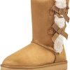 Women * | Krabor Womens Suede Snow Boots Mid-Calf Winter Shoes With Side Bows Size 6-11 Black-1