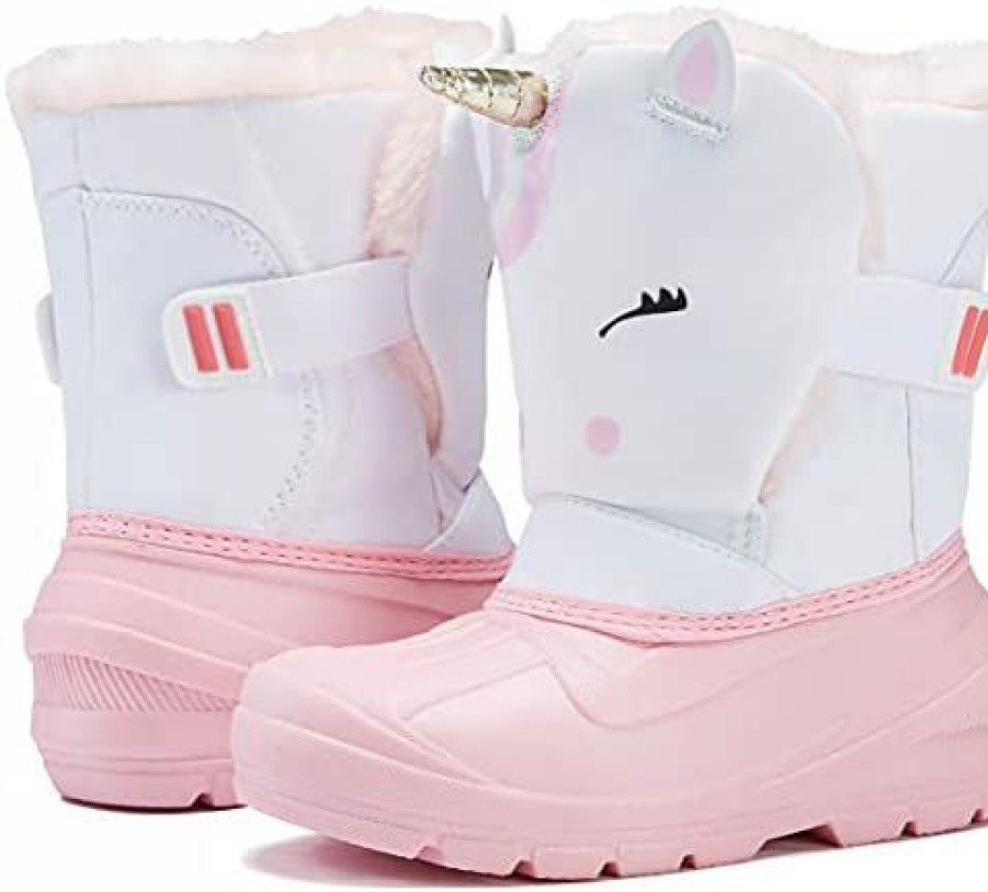 Girl * | Morendl Kids' Snow Boots Insulated Waterproof Fur Lined Warm Anti-Slip Winter Shoes For Boys And Girls Outdoor Walking(Toddler/Little Kid) Unicorn