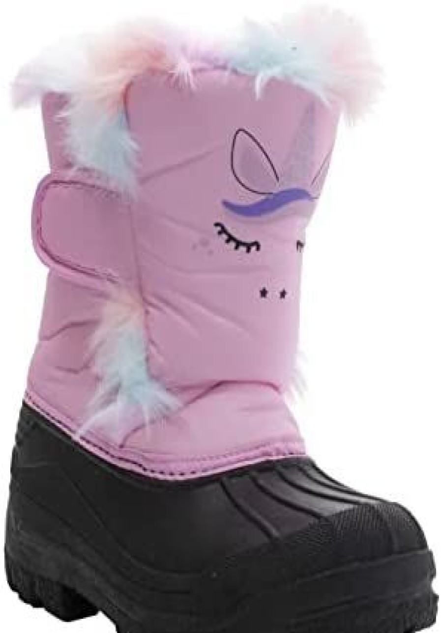 Girl * | Aquakix Kids Toddler And Youth Snow Boots With Sherpa Lining Insulation For Skiing Hiking Walking In The Snow Pink.Rainbow