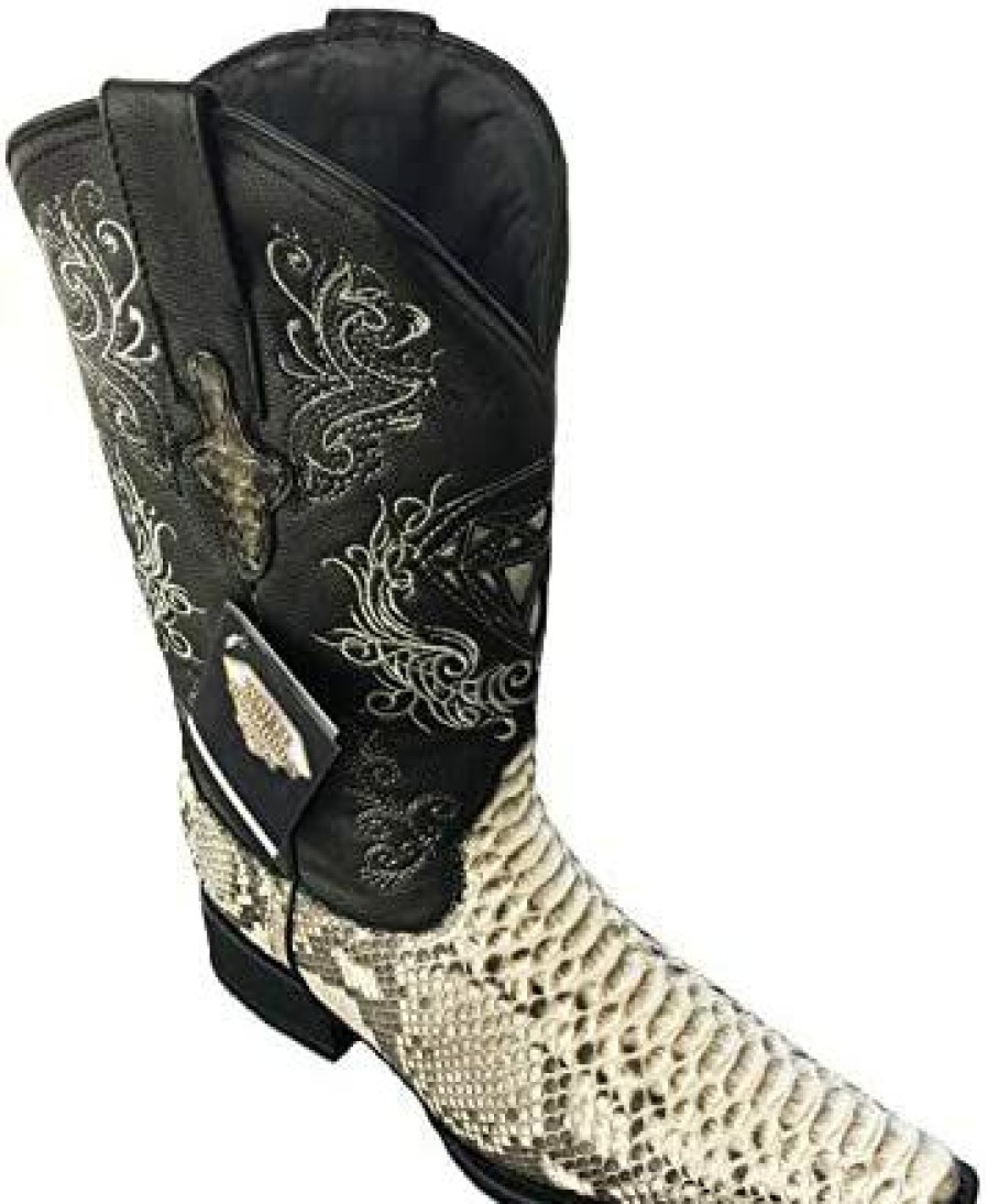 Men * | Men'S Genuine Python Snakeskin Leather Cowboy Western Snip Toe Boots