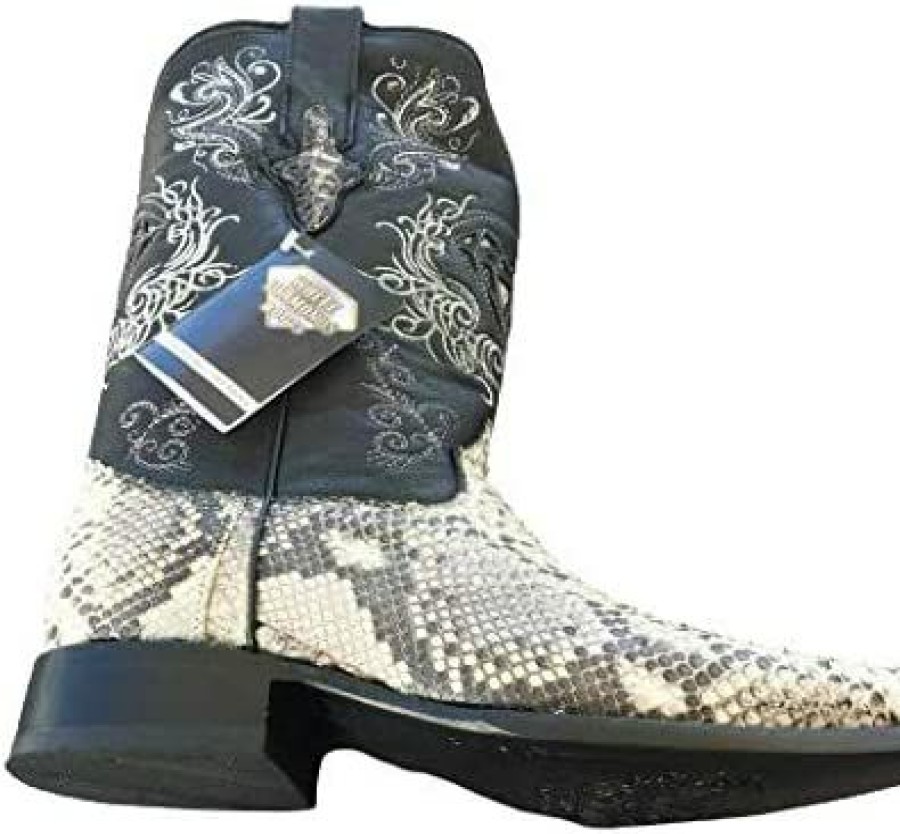 Men * | Men'S Genuine Python Snakeskin Leather Cowboy Western Snip Toe Boots