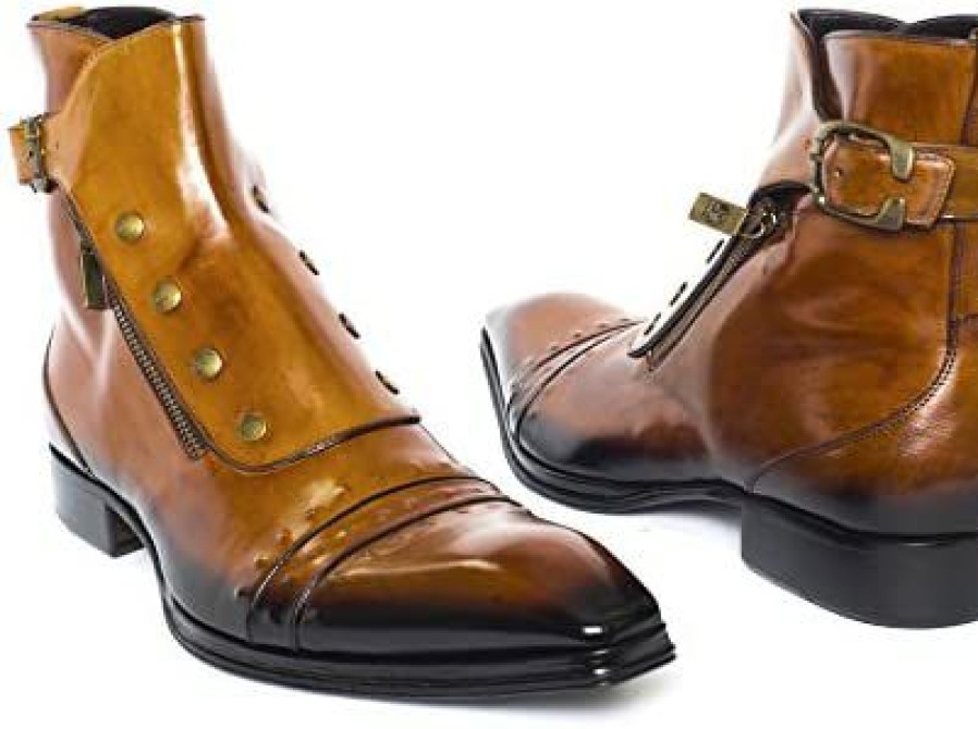 Men * | Jo Ghost 3207M Cognac Leather Ankle Boots