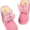 Girl * | Na Girls' Snow Boots Wildflower Cotton Shoes Girls Velvet Thermal Booties Children'S Snow Boots Fashion Baby Boots Pearlpink