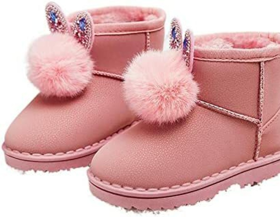 Girl * | Na Girls' Snow Boots Wildflower Cotton Shoes Girls Velvet Thermal Booties Children'S Snow Boots Fashion Baby Boots Pearlpink