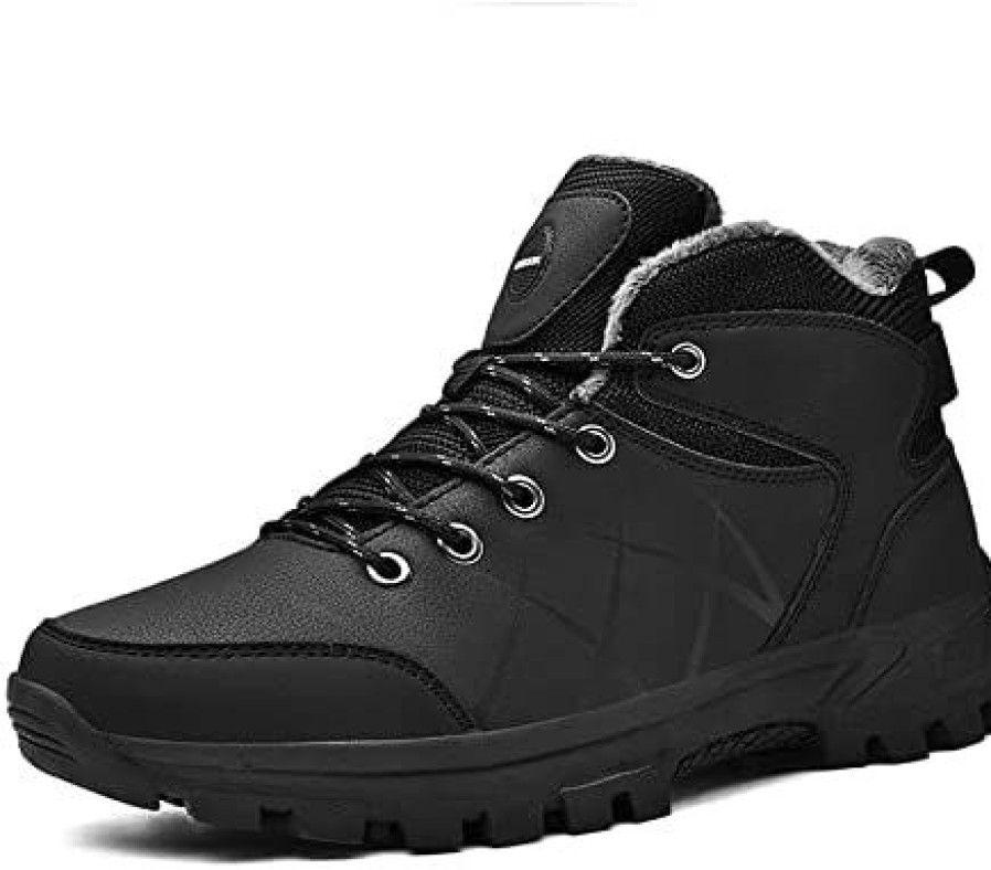 Men * | Hiking Boots Mens And Lightweight Outdoor Winter Non-Slip Boots For Hiker Black