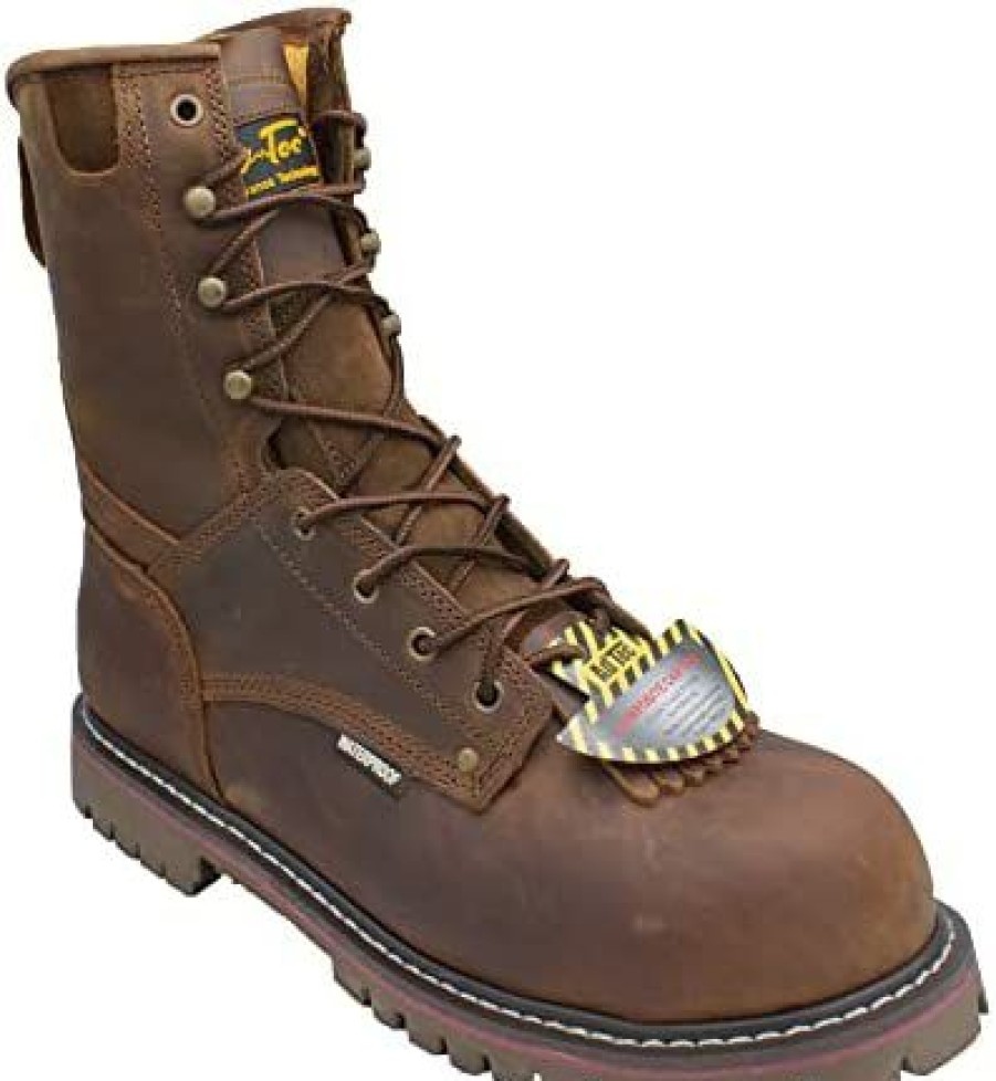 Men * | Ad Tec Men'S 1021 8 Waterproof Crazy Horse Leather Logger Work Boots | Composite Safety Toe, Goodyear Welt Construction, Electrical Hazard Outsole, Oil Resistant Lug Sole Brown