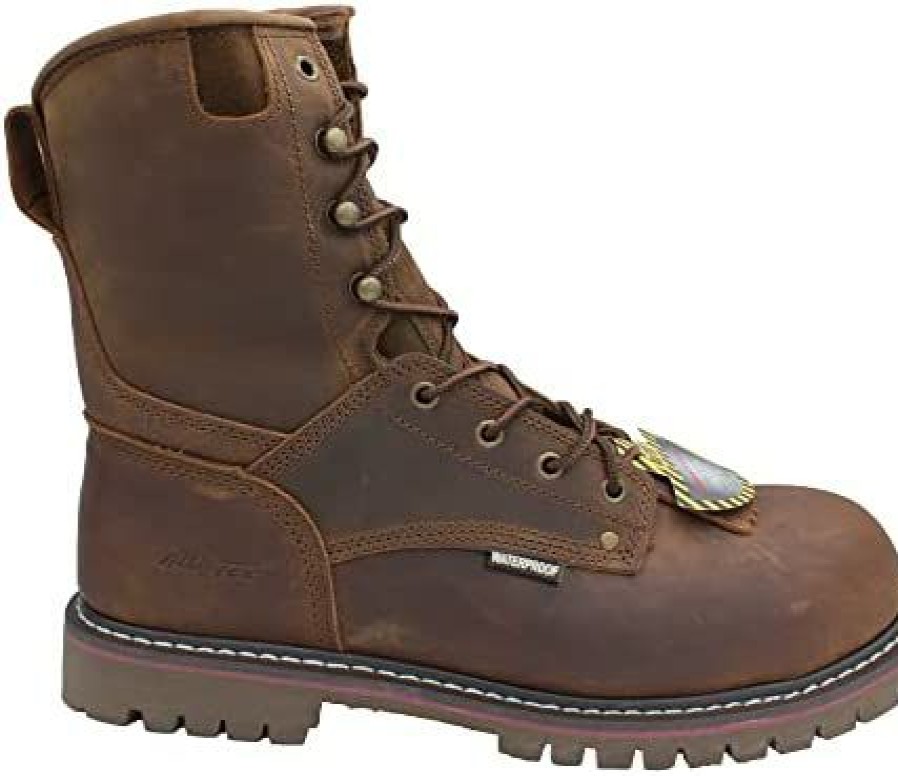 Men * | Ad Tec Men'S 1021 8 Waterproof Crazy Horse Leather Logger Work Boots | Composite Safety Toe, Goodyear Welt Construction, Electrical Hazard Outsole, Oil Resistant Lug Sole Brown