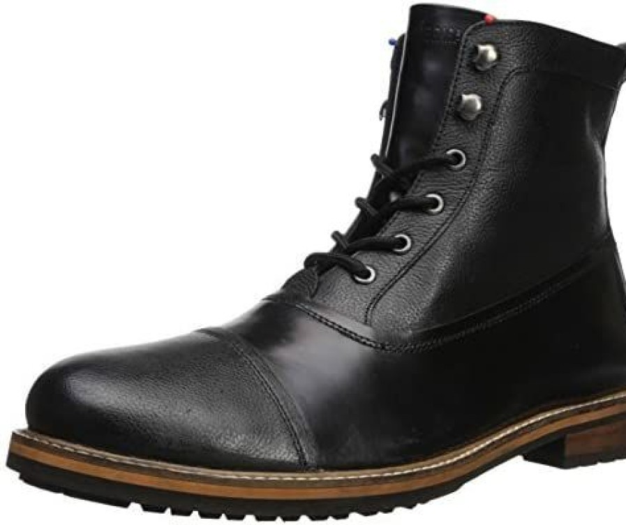 Men * | Ben Sherman Men'S Ralph Cap Toe Lace-Up Boot, Black, 45 M Eu/12 M Us