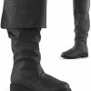 Men * | Skps Renaissance Boots, Medieval Pirate Boots,Gothic Boots For Men And Women Pulling The Calf, Flat Jazz Boots, Round Toe Mid-Heel Cuffed Knight Boots(44 Eu, ) Black