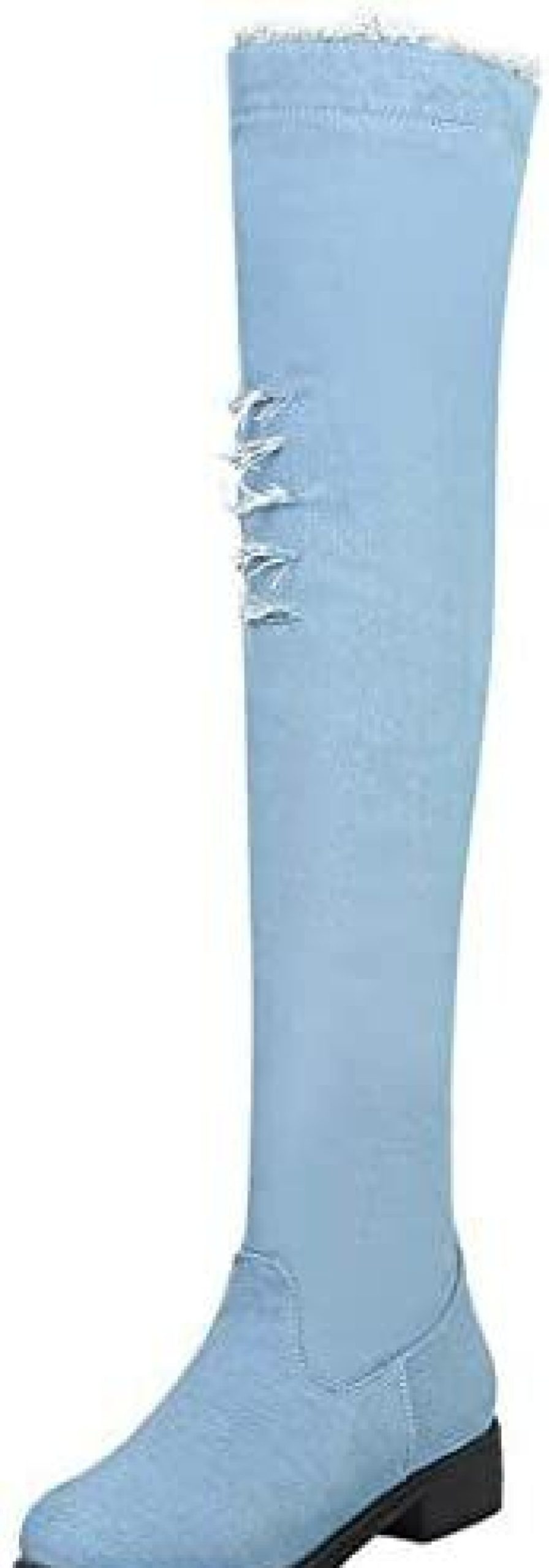 Women * | Bellirala Womens Denim Thigh High Flat Over The Knee Boots Side Zip Black