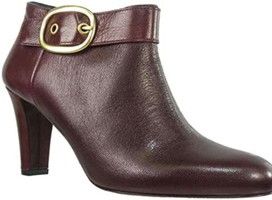 Girl * | Coach Nicolete Kid Leather Ankle Boots In Bordeaux (7.5 M)