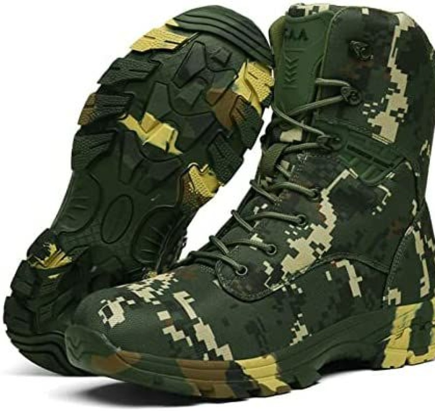 Men * | Nc Waterproof Against Wind And Sand Camouflage Military Boots, Outdoor Training Tactical High-Top Mountaineering Men'S Boots Beige