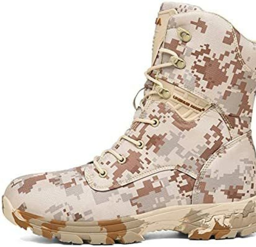 Men * | Nc Waterproof Against Wind And Sand Camouflage Military Boots, Outdoor Training Tactical High-Top Mountaineering Men'S Boots Beige