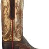 Women * | Lucchese Womens Taryn Metallic Snip Toe Boots Mid Calf Low Heel 1-2 Brown