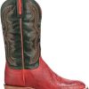 Men * | Lucchese Men'S Cecil Exotic Ostrich Skin Western Boot Broad Square Toe Cl1095.W8 Red