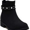 Girl * | Rilista Girl'S Lug Sole Ankle Boots Platform Chunky Heel Round Toe Non-Slip Chelsea Booties Black