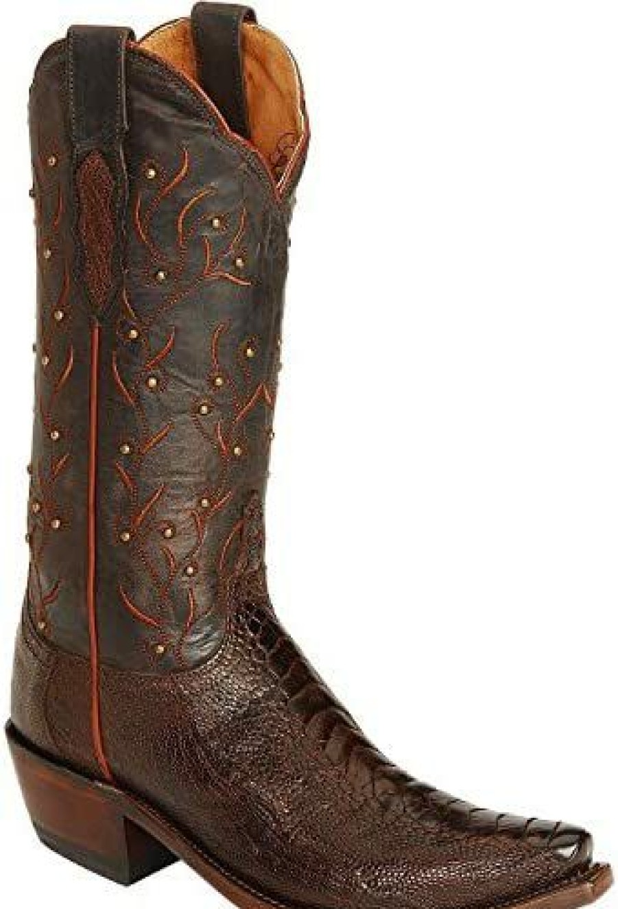 Women * | Lucchese Women'S Handcrafted 1883 Valeria Ostrich Leg Cowgirl Boot Snip Toe Sienna 10 M Us