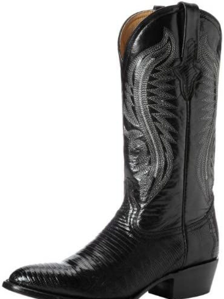 Men * | Ferrini Men'S Taylor Teju Lizard Round Toe Leather Heeled Western Boots Chocolate