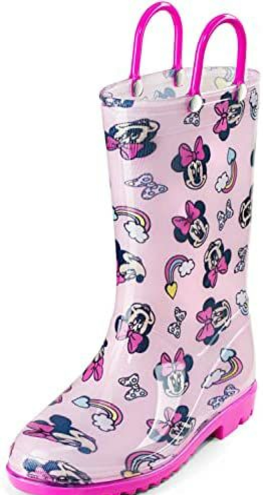 Girl * | Disney Minnie Mouse Girls Pvc Rainboots Lightweight And Waterproof Easy-On Handle Toddler And Little Kid And Red Pink