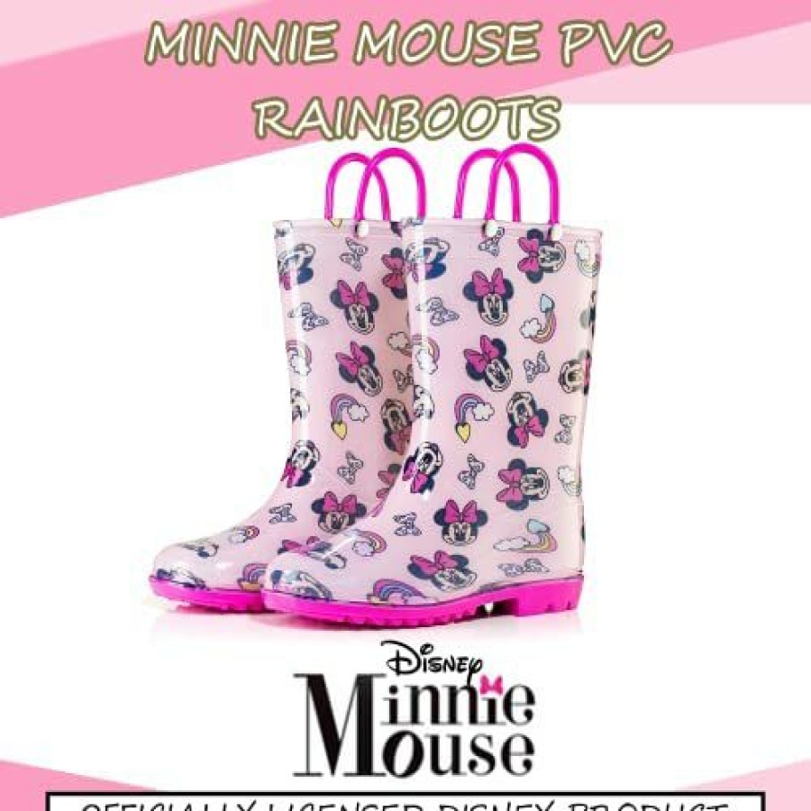 Girl * | Disney Minnie Mouse Girls Pvc Rainboots Lightweight And Waterproof Easy-On Handle Toddler And Little Kid And Red Pink