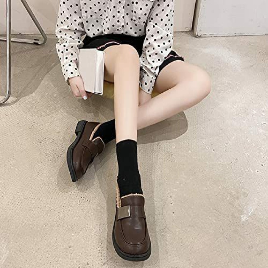 Girl * | Loafers Boots For Girls Cute Loafer Leather Shoes Fall & Winter Girl'S Casual Boots Premium Soft Leather Shoes 01#Black