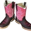 Girl * | Kids Genuine Leather Western Rodeo Pull Up Square Toe Boots Moca/Pink